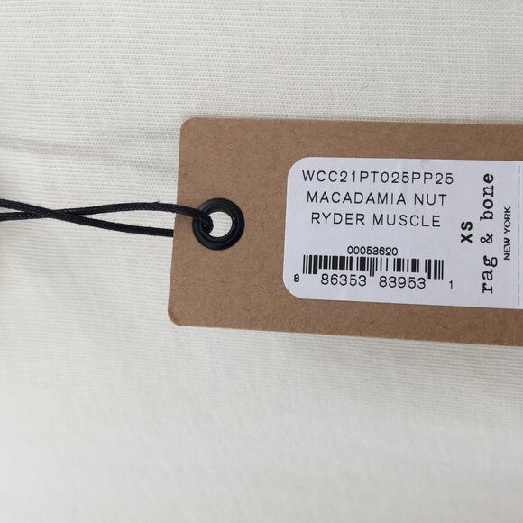 Rag & Bone Ryder Jersey Muscle Tank Top Cutoff Sleeve Macadamia Nut Size X-Small - Picture 5 of 6